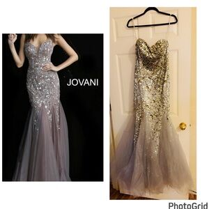 Jovani Strapless Sequin Evening Gown